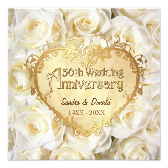 White Rose 50th Wedding Anniversary Invitation Zazzle White Rose 50th Wedding Anniversary Invitation