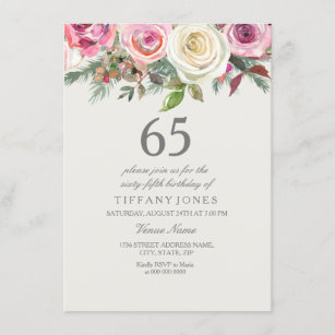 White Rose 65th 66th 67th 68th 69th Birthday Invitation