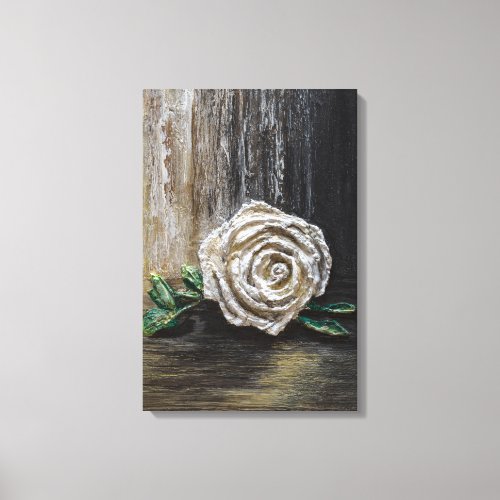 White Rose Acrylic Painting  Canvas Print