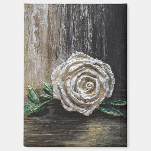 White Rose Acrylic Painting Magnet
