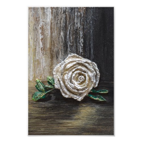 White Rose Acrylic Painting  Photo Print