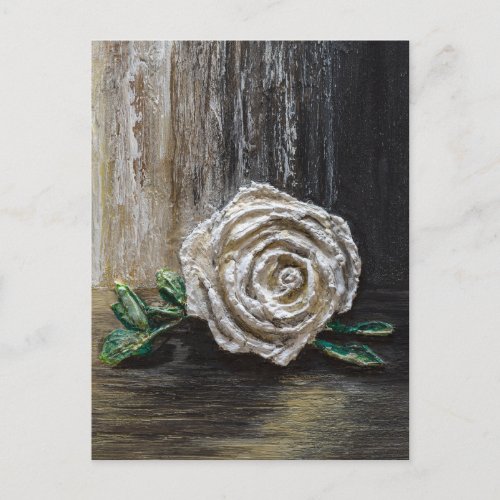 White Rose Acrylic Painting  Postcard