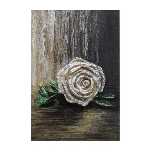 White Rose Acrylic Painting  Print