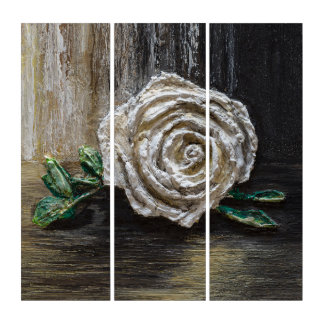 White Rose Acrylic Painting Triptych