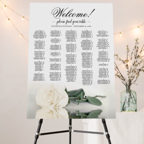 White Rose Alphabetical Seating Chart Welcome Foam Board
