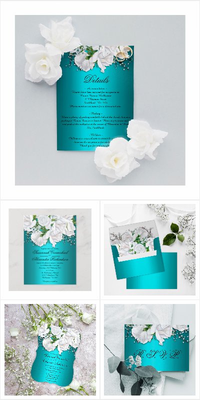 White Rose and Aqua Wedding