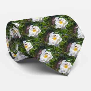 White Rose And Busy Honey Bee, Neck Tie