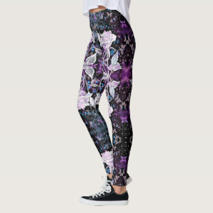 White Rose and Butterflies Leggings