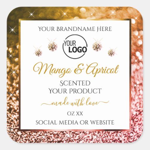 White Rose and Gold Glitter Product Labels Logo