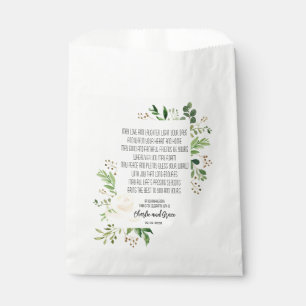 White Rose and Greenery Frame Irish Blessing Favor Bag