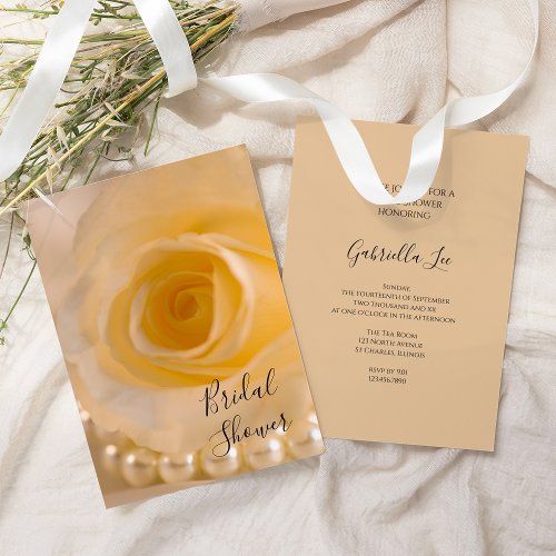 White Rose and Pearl Bridal Shower Invitation