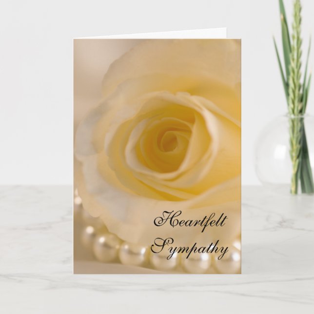 White Rose and Pearls Sympathy Card (Front)