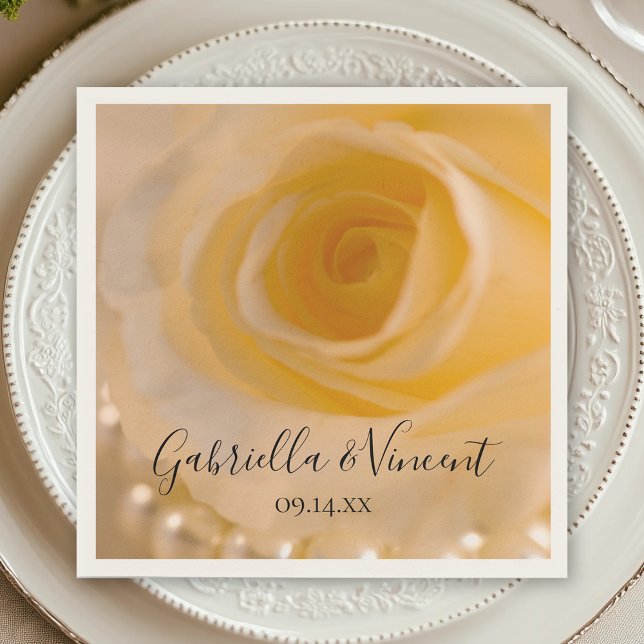 White Rose and Pearls Wedding Napkins (Creator Uploaded)