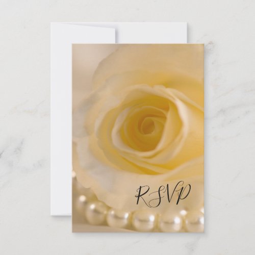 White Rose and Pearls Wedding RSVP Response Card