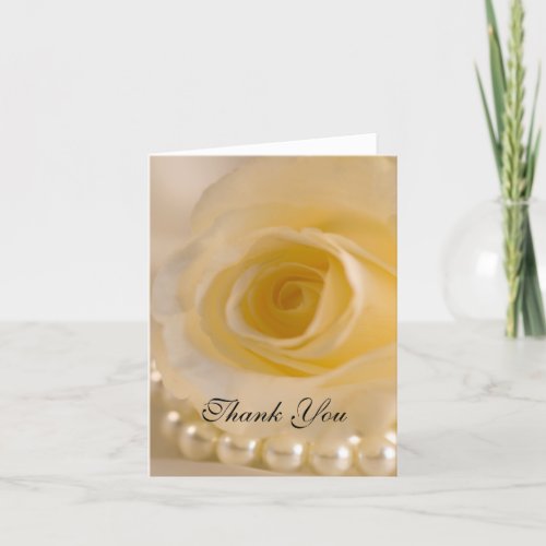 White Rose and Pearls Wedding Thank You Note