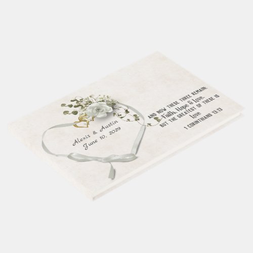 White Rose and Scripture Verse Guest Book