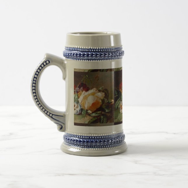 White Rose and Violets at the Edge of the Wood Beer Stein (Left)