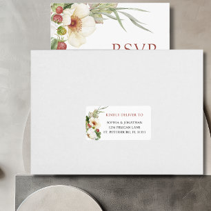 White Rose and Wild Strawberry Wedding RSVP Label