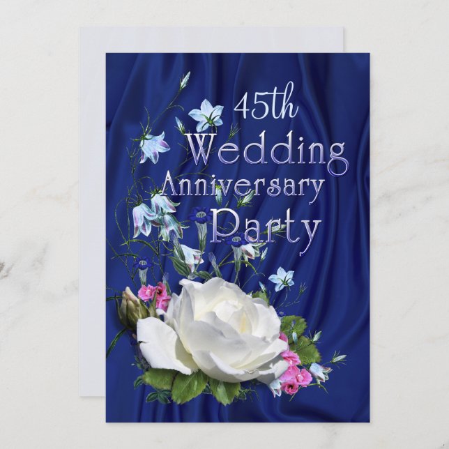 White Rose Anniversary Party Custom Year Invitation (Front/Back)