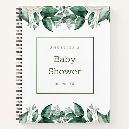 White Rose Baby Shower Gift List Notebook