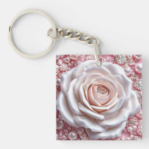 🌹 White Rose Bag Charm For Elegant Style 🌹 Keychain