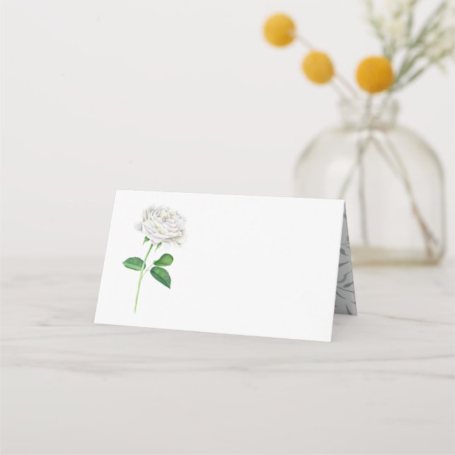 White Rose Blank Place Cards (Front)