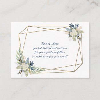 White Rose Blue Floral Geometric Enclosure Card by MaggieMart at Zazzle