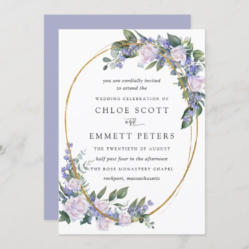 White Rose Blue Floral Wedding Invitation