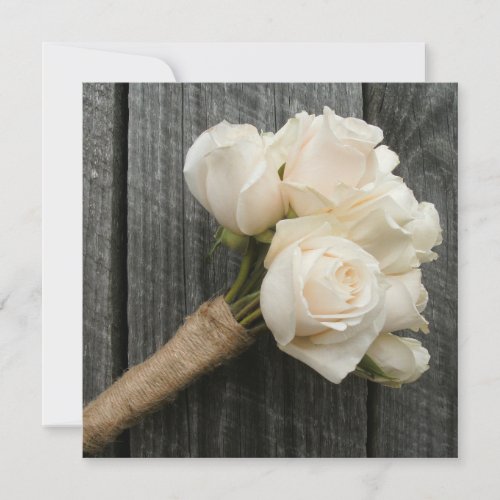 White Rose Bouquet &amp; Barnwood Wedding Invite