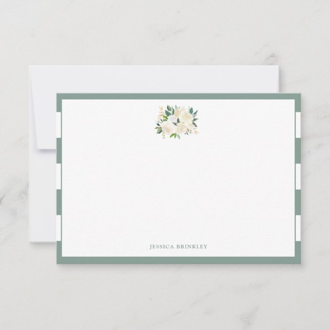 White Rose Bouquet | Custom Stationary Note Card (Front)