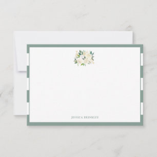 White Rose Bouquet Custom Stationary Note Card