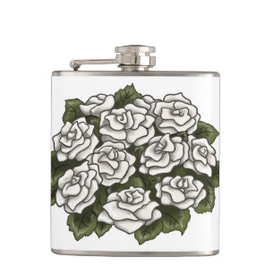 White Rose Bouquet Flask