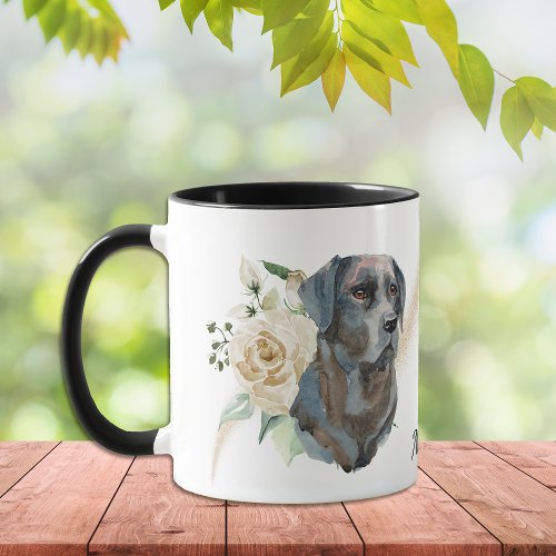 White Rose Bouquet Labrador Retriever Dog Mug