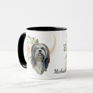 White Rose Bouquet Lhasa Apso Dog Mug