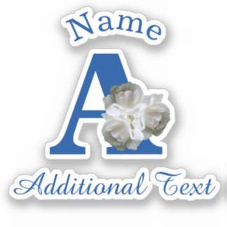 White Rose Bouquet Monogram A Personalized    Sticker