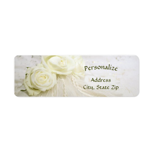 White Rose Bouquet Vintage Lace Elegant Romantic Label (Front)
