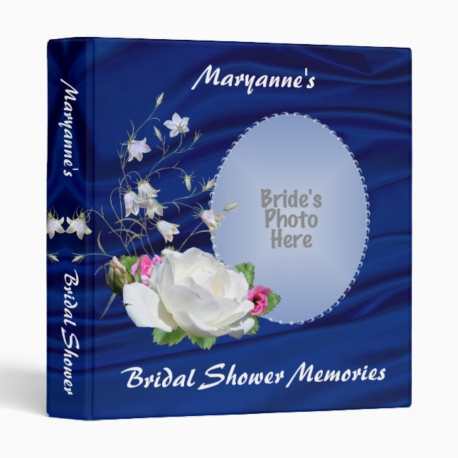 White Rose Bridal Shower Album Binder (Front/Spine)