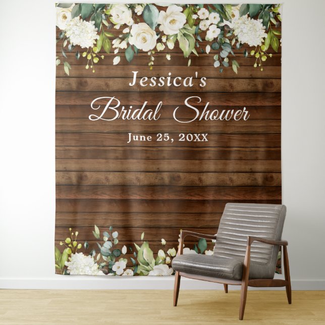 White Rose Bridal Shower Chic Photo Booth Backdrop (In Situ)
