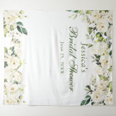 White Rose Bridal Shower Chic Photo Booth Backdrop (Front (Horizontal))