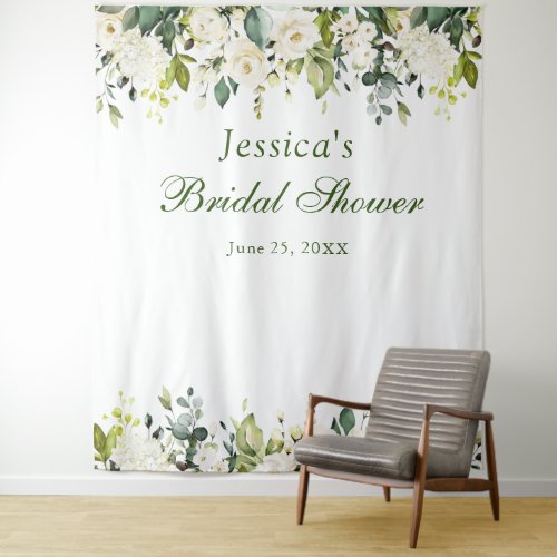 White Rose Bridal Shower Chic Photo Booth Backdrop