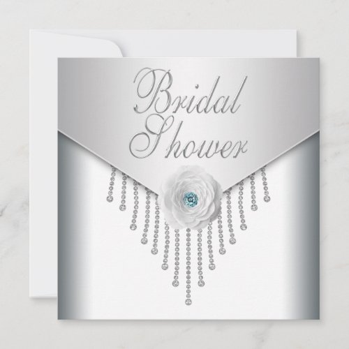 White Rose Bridal Shower Invitation