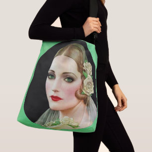 white rose bride print crossbody bag