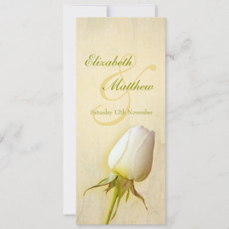 White rose bud wedding reception dinner menu invitation