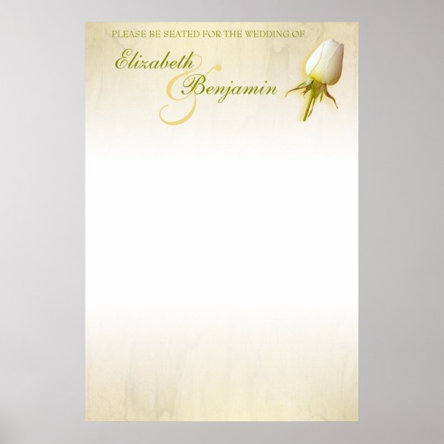 White Rose Bud Wedding Seating Table Planner blank Poster (Front)