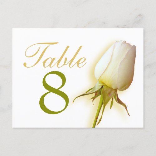 White rose bud wedding table number 1_9 postcard