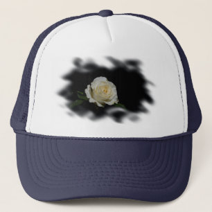 White Rose Burned Edges Trucker Hat