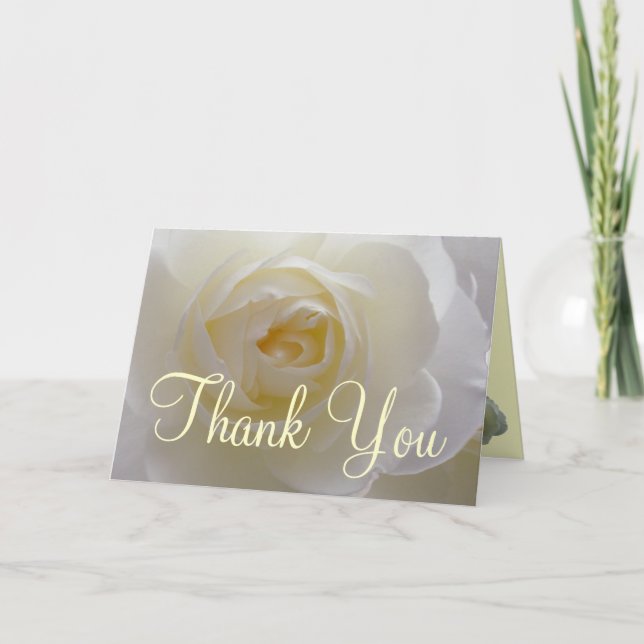 White Rose Card Thank You Personalized Flower Card (Front)