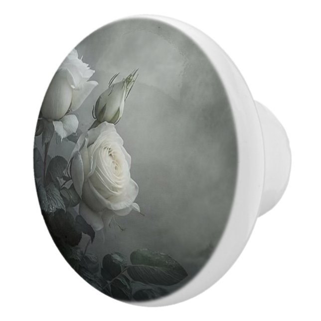 White Rose Ceramic Knob (Right)