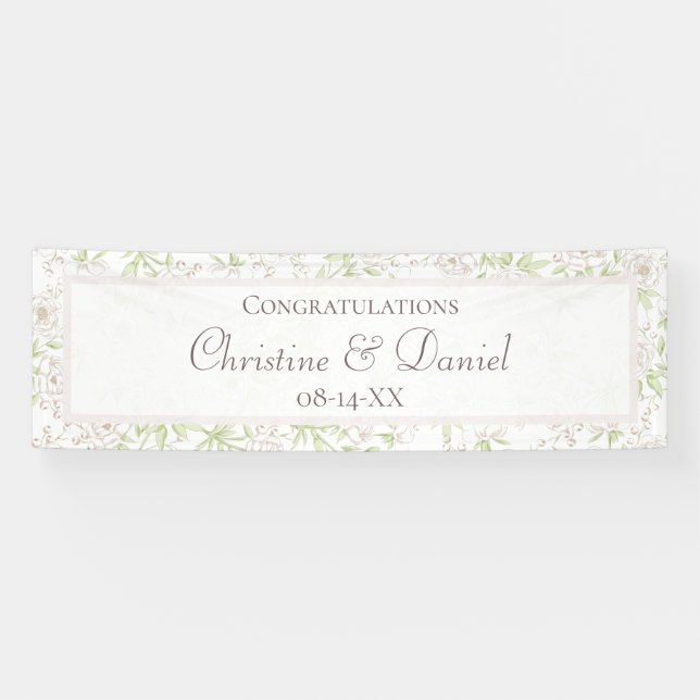 White Rose Classic Wedding Banner (Horizontal)