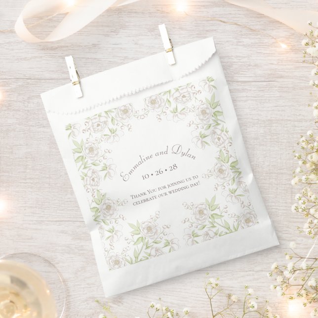 White Rose Classic Wedding Favor Bag (Clipped)